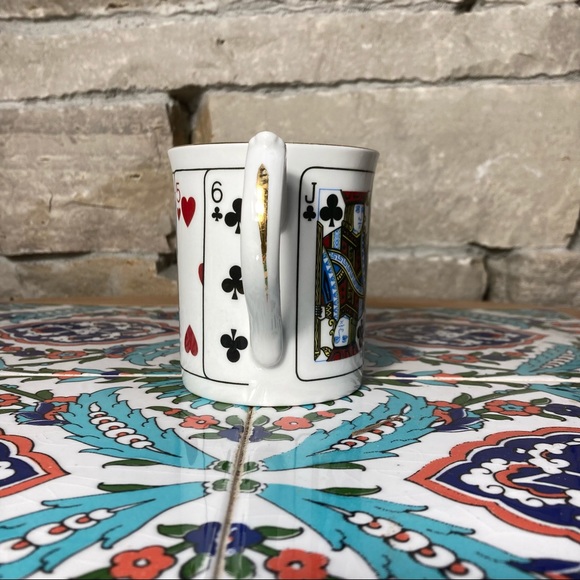 Staffordshire Fine Bone China Elizabethan playing cards mugs - Picture 6 of 11